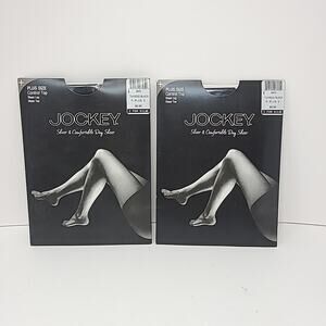 Lot Of 2 Jockey Plus Size Control Top Panty Hose Tuxedo Black Size F Plus 2